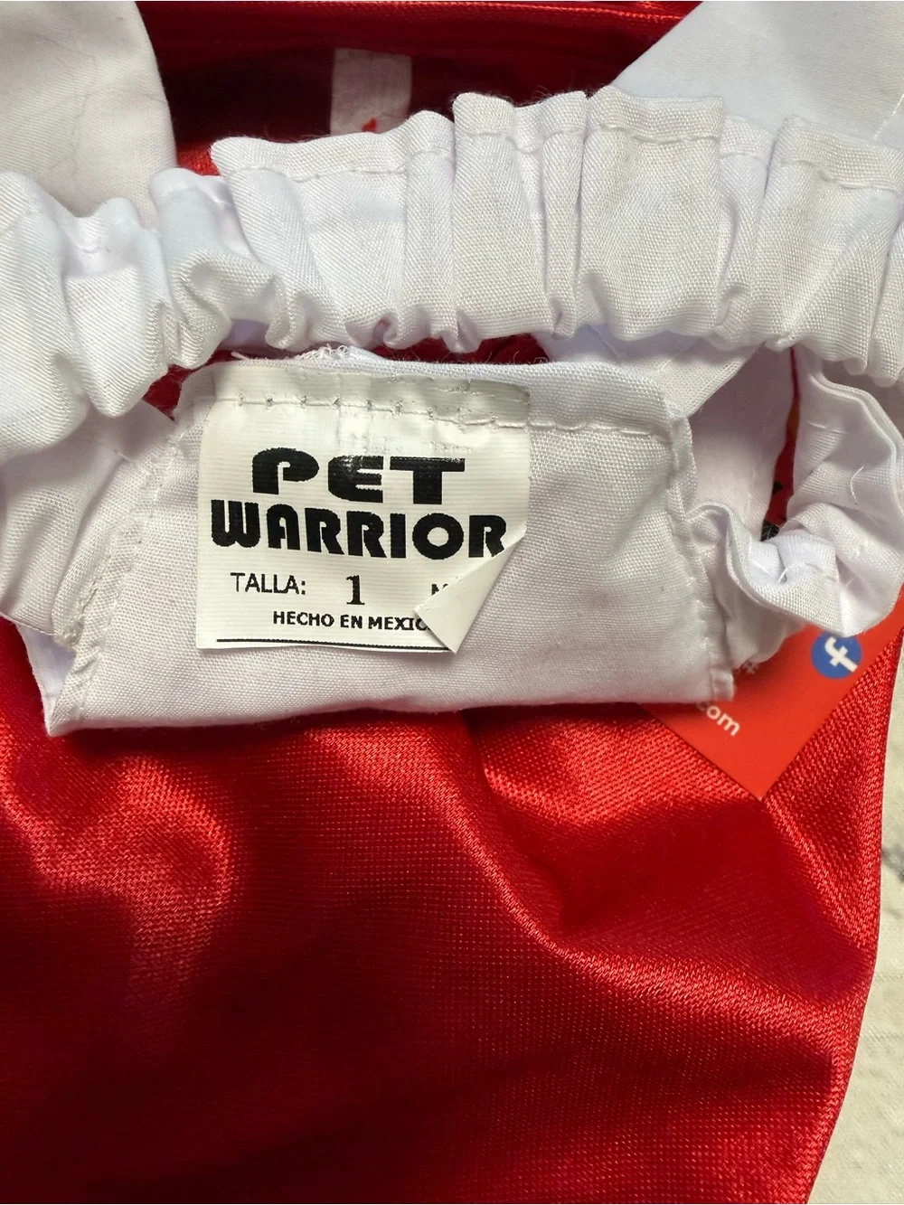 Pet Warrior Red Satin Vampire Cape Costume for pets with White Collar & Bow.